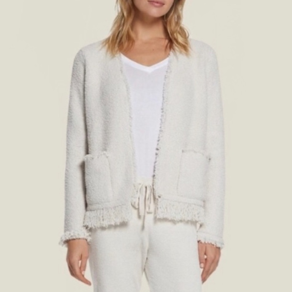 Barefoot Dreams Cozy Chic Fringe Sweater Cardigan size Small
